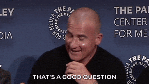 An actor being interviewed and he responds saying "Now that's a question!"