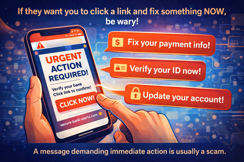 Be wary of emails that ask you to take immediate action